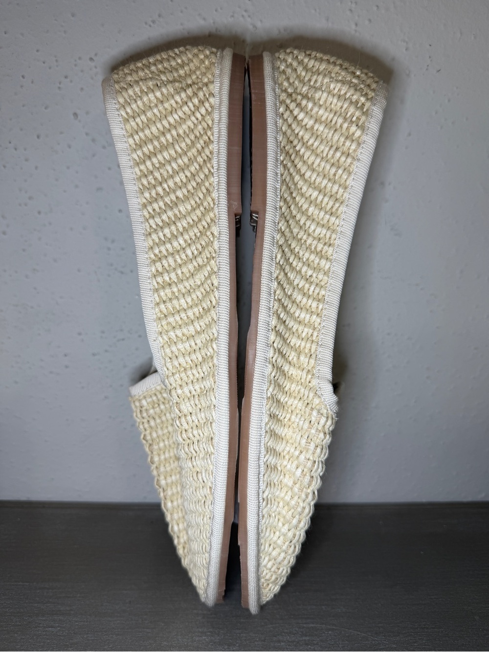 Clorinda Antinori Beige Woven Raffia Slip On Shoes Made Italy EU 38 US Women’s 8 - Picture 4 of 6